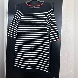 J. Crew Black and White Striped  Dress 3/4 sleeves.